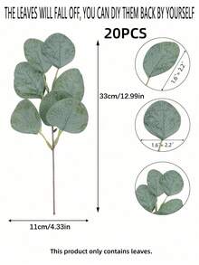 20/500片仿真植物叶片，适用于桉树、绿萝等植物。可作为逼真的婚礼新娘捧花、生日派对装饰材料、春秋季装饰假植物，也可用于家居、房间、餐厅、卧室、浴室的装饰，是母亲节礼物、节日和生日派对用品以及户外花园装饰的理想之选。 - 綠色 - 查看 13