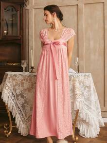 Đầm slip ren thanh lịch dành cho nữ, phong cách miền Nam nước Pháp. - Bụi hồng - Xem 3