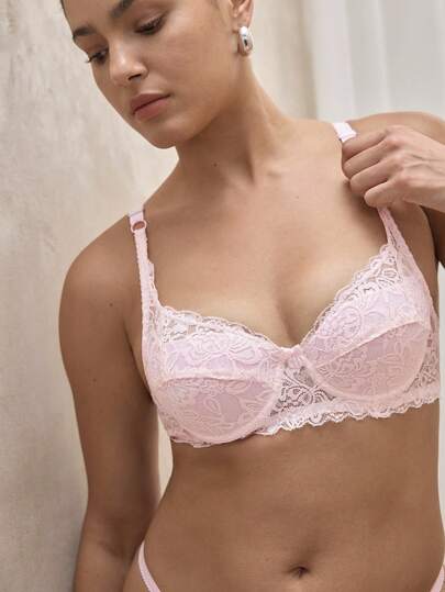 Bralution 花卉蕾丝钢圈性感内衣文胸，可爱