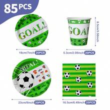 Green Football Disposable Plates, Napkins And Cups Set, Serves 20 Guests. This Disposable Party Set (Including Plates, Napkins And Cups) Is Perfect For Birthday Parties, Weddings And Family Picnics. - View 2