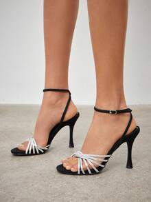 SHUZIA Giày sandal cao gót quai ngang mắt cá chân thanh lịch tối giản dành cho nữ. - màu đen - Xem 2
