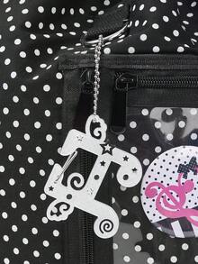 ROMWE Anime Mochila de ocio multifuncional de gran capacidad con bolsillo con cremallera transparente, colgante con nota musical y diseño de puntos negros, adecuada para la escuela, el trabajo, los viajes y salir - Nota negra - Ver 4