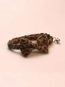 PETSIN 1件装柔软毛绒宠物项圈，可调节轻便，配有可爱豹纹蝴蝶结装饰铃铛吊坠，佩戴舒适，适合小型和中型犬猫日常佩戴、户外散步、度假、聚会、居家使用，易于佩戴。 - 彩色 - 查看 20