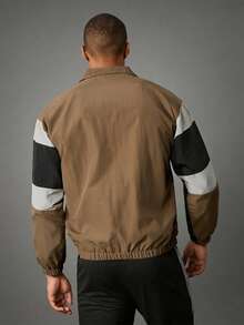 Acti Log Chaqueta deportiva casual y versátil para hombres, chaqueta de ocio al aire libre con diseño de patchwork, para otoño/invierno - Negro - Ver 2