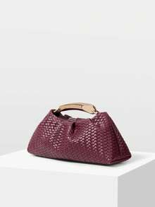 MOTF PREMIUM BOLSO DE MANO DE MUJER DE PU TEJIDO CON RELIEVE, HERRAJES FINOS - Trenza burdeos - Ver 2