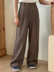 DAZY Tween Girls Solid Color Woven Wide Leg Pants, Fall - Brown - View 5
