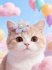 PETSIN 1 件装宠物珍珠花朵发夹；宠物卡通发夹；猫咪发夹；狗狗发夹；宠物配件；宠物用品。 - 彩色 - 查看 21