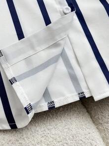 GlowEve CURVE 女士夏季条纹衬衫长裤套装（2件套），休闲优雅装扮 - 彩色 - 查看 4