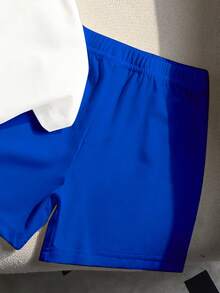 SHEIN 2件套男婴/中性婴幼儿0-3岁休闲时尚霸王龙袖恐龙印花圆领短袖T恤和短裤套装，适合户外、运动、上学、春夏穿着。 - 彩色 - 查看 4