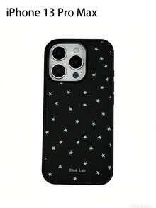 闪亮星光透明手机壳，兼容 17 Pro Max/16/15/14/13/12 Pro Max/11，可爱梦幻闪亮防震保护套，韩版风格礼物 - 黑底藍星星 - 查看 21