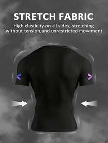 GymBeat Bộ đồ thể thao nam in chữ, áo thun và quần ngắn tay, bộ tập gym, áo nén thể thao nam, bộ đồ thể thao nam, trang phục năng động nam. - màu đen - Xem 2