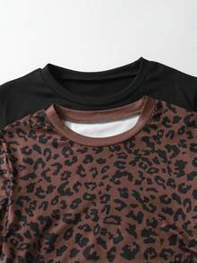 SHEIN Teen Girl Black Summer Party T-Shirt,Asymmetric Neck Multi-Color Design Ruched Waist Metal Buckle Irregular Short Sleeve Top For Daily Campus Wear - Multicolor - View 3