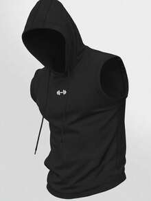 Gym Rark Men's Hooded Vest And Pants Sports Suit 2 Pieces Outfits Gym Suit Gym Clothes Men Set Workout Tracksuit Men's Athletic Wear Gym Workout Set, Lightweight - Black - View 3