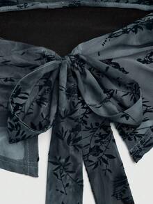 Sweetra Áo camisole xếp ly in hoa thời trang dành cho nữ cỡ lớn - màu đen - Xem 4