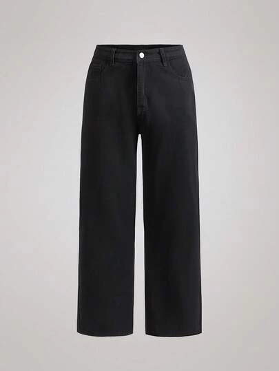 Officeau 1pc Hearty Haven Men's Casual Straight Leg Jeans, Simple College Style Street Wear, Comfortable Denim Pants For All Seasons (No Belt Or Accessories)