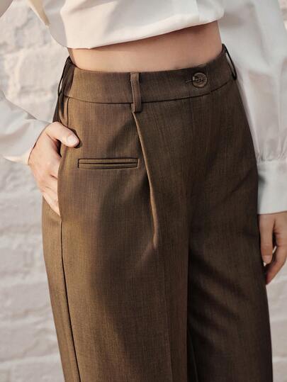 Anewsta Quần dài nữ dáng suông cạp cao, thích hợp mặc đi làm.