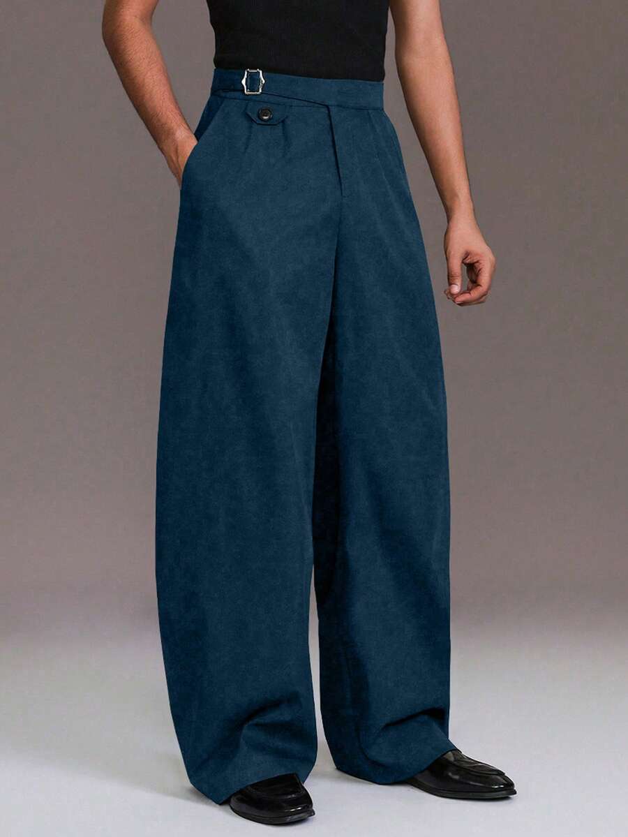 STYNVO 男士纯色口袋休闲百搭日常裤 - 霧霾藍 - 查看 1