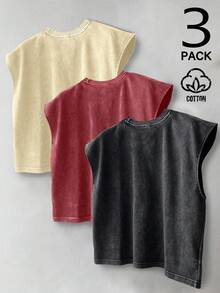 Manfinity EMRG Men's Solid Color Round Neck Casual Loose Fit Tank Top Cotton - Multicolor - View 2