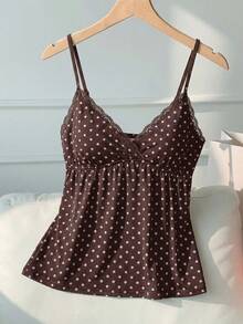 Comfortcana Kamisol Seksi Ukuran Besar Motif Polkadot Cokelat - Coklat - View 7