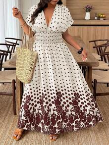 Weeklong Plus Size Women's Spring/Summer Sleeveless Waist Cinched A-Line Asymmetric Printed Casual Vacation Dress - Multicolor - View 4