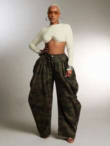 Denimoi Áo crop top tay dài có gọng gợi cảm thời trang dạo phố đi câu lạc bộ GNO Concert - trắng - Xem 3