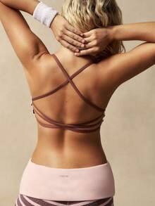 VARSIVA Women's Contrast Color Criss-Cross Back Everyday Fitness Sports Bra - Multicolor - View 5
