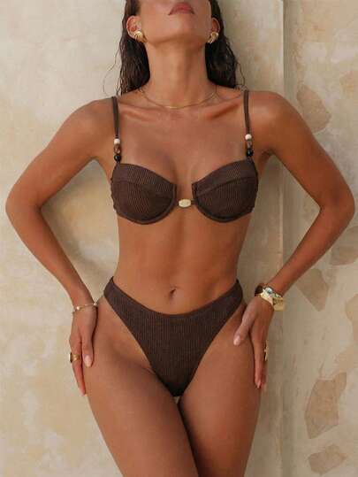 Swim Chiccia 女士纯色泳衣套装，适合度假和海滩穿着