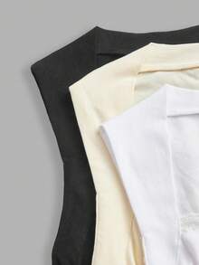 Comfortcana Bộ 3 áo hai dây nữ kiểu dáng thường ngày, đa năng, viền ren, chất liệu 95% cotton, ôm sát eo, không tay, thích hợp cho mùa xuân và mùa hè. - Nhiều màu - Xem 9