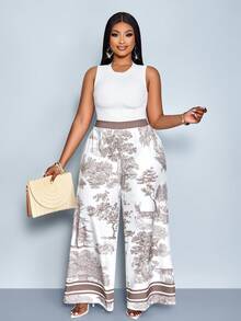 SOLERSUN Plus-Size Sexy And Elegant Women's Beach Vacation Spring/Summer Art Print Oil Painting Trousers Fall - Apricot - View 7