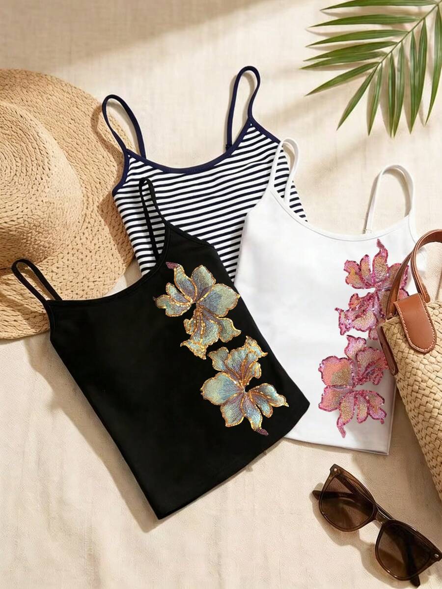 Glimmora 3pcs Y2K Sexy Camisole Top Set, Summer, 2026 New Arrival, Trending Camisole Top - Multicolor - View 1