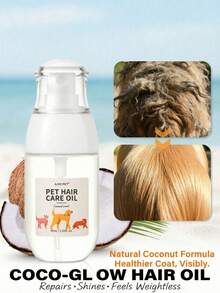 Spray de aceite para el cuidado del cabello de mascotas con aroma a coco - Spray acondicionador sin enjuague para perros y gatos, nutre y desenreda los pelajes secos con aceites naturales, fragancia tropical duradera y brillo sedoso - Coco - Ver 1