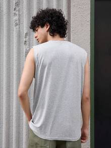 Open Phase 男士夏季复古摩托车图案背心，洛杉矶街头时尚，复古美式，男女皆宜，宽松版型夏季服装——适合日常穿着和夏季度假穿着。 - 灰色 - 查看 3