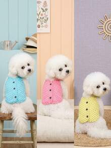 PETSIN 宠物春季新款狗狗服装 动物用品 宠物服装 狗狗背心 猫咪T恤 泰迪熊套装 小型动物服装 休闲酷炫背心 狗狗服装 猫咪服装 春夏两季新款背心 - 彩色 - 查看 4