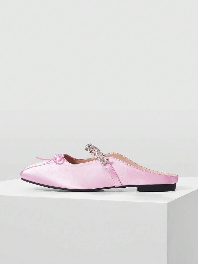 MARY JANE FLATS WITH SQUARE TOE AND RHINESTONE DETAIL FOR CHRISTMAS