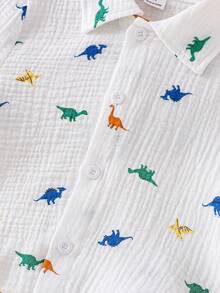 SHEIN Streecool Kids 2 pièces/set Top à manches courtes et short set imprimé minimaliste pour jeunes garçons - Blanc - Voir 6
