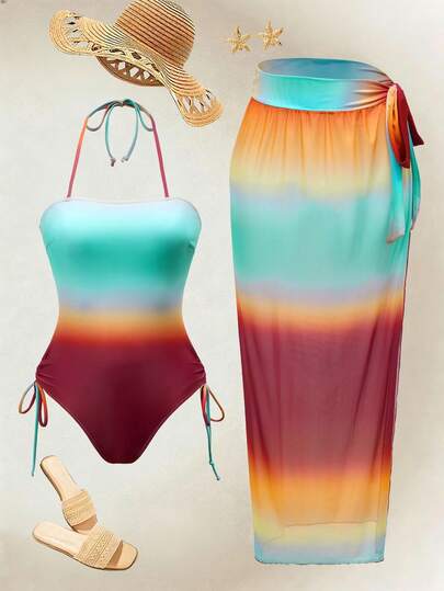 Swim Oasis 2026春夏彩色渐变编织绳印花高级度假休闲沙滩连体裤（女款）