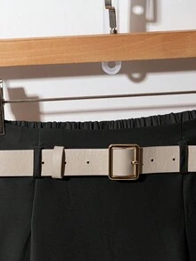 Franclia Black Cotton Blend Leather Trim Skirt - Black - View 5