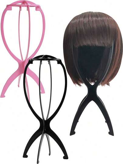 2 Packs Foldable Wig Stands For Women, 13.8" Portable Display Head For Wig Storage, Styling & Travel