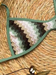 Swim Vcay Trending Summer Vacation Special Fabric Drawstring Design Sexy Bikini Set - Multicolor - View 7