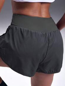 Powerista Women's High Waist Everyday Fitness Double-Layer Sports Shorts - Grey - View 3