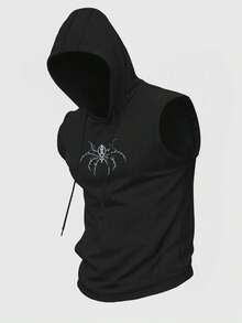 Gym Rark Conjunto deportivo de verano con top de tirantes con capucha y pantalones con estampado de araña para hombre - Negro - Ver 8