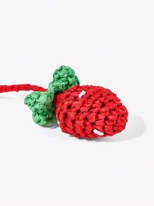 Viva Strut 1个趣味甜美草莓造型钩针编织草编包挂饰，适合夏季草编包，也适合海滩、度假、假日、夏季、海边、沙滩派对等场合。 - 紅色 - 查看 4