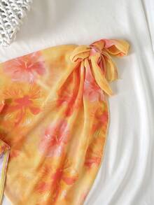 SHEIN 少女修身休闲碎花连体泳衣套装 - 彩色 - 查看 3