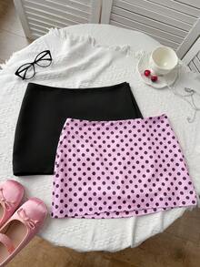 SHEIN EZwear Bộ 2 chân váy midi dệt kim cho nữ, nhiều màu - Nhiều màu - Xem 7