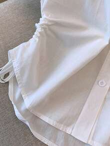 Airaco Camisa casual de mujer con manga corta, estampado de cerezas y cordón lateral - Blanco - Ver 5