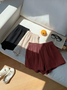 Comfortcana Bộ 3 quần short nữ thời trang mới, nhiều màu sắc, màu nâu cà phê - Cà phê nâu - Xem 5