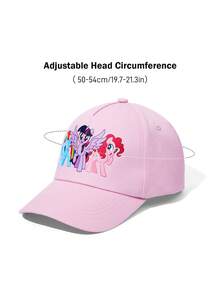 My Little Pony X SHEIN 升级版可爱卡通防晒粉色棒球帽，专为儿童和女孩设计，透气、柔软、舒适，适合旅行和户外活动，图案为暮光闪闪、碧琪和云宝黛西。 - 粉色 - 查看 3