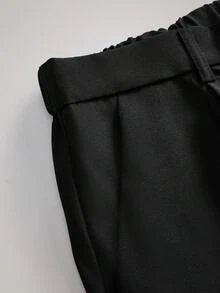 Officeau 男士休闲商务正装裤，时尚简约百搭西装裤 - 黑色 - 查看 4