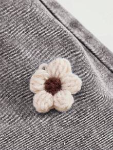 SHEIN Quần yếm denim bạc màu cho bé gái, bộ áo liền quần rộng in hoa. - Xám - Xem 4