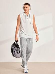 Driftmere 男式休闲拉链细节抽绳腰部运动慢跑运动裤 - 淺灰色 - 查看 8